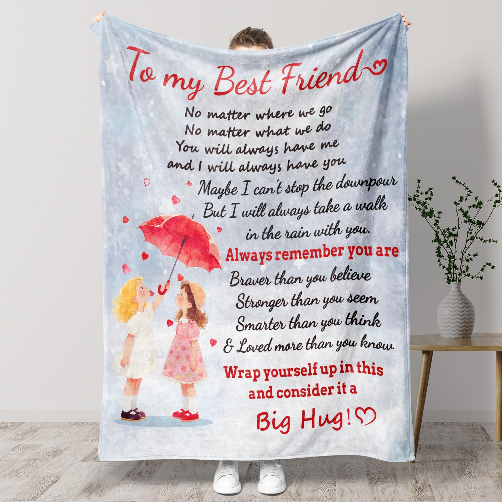 Tulolvae Best Friend Birthday Gifts, Friendship Gift for Women, Blankets Funny Bestie Presents for BFF Female, Christmas Valentines Day Xmas Gifts for Her, Soul Unbiological Sister 60 * 50 in