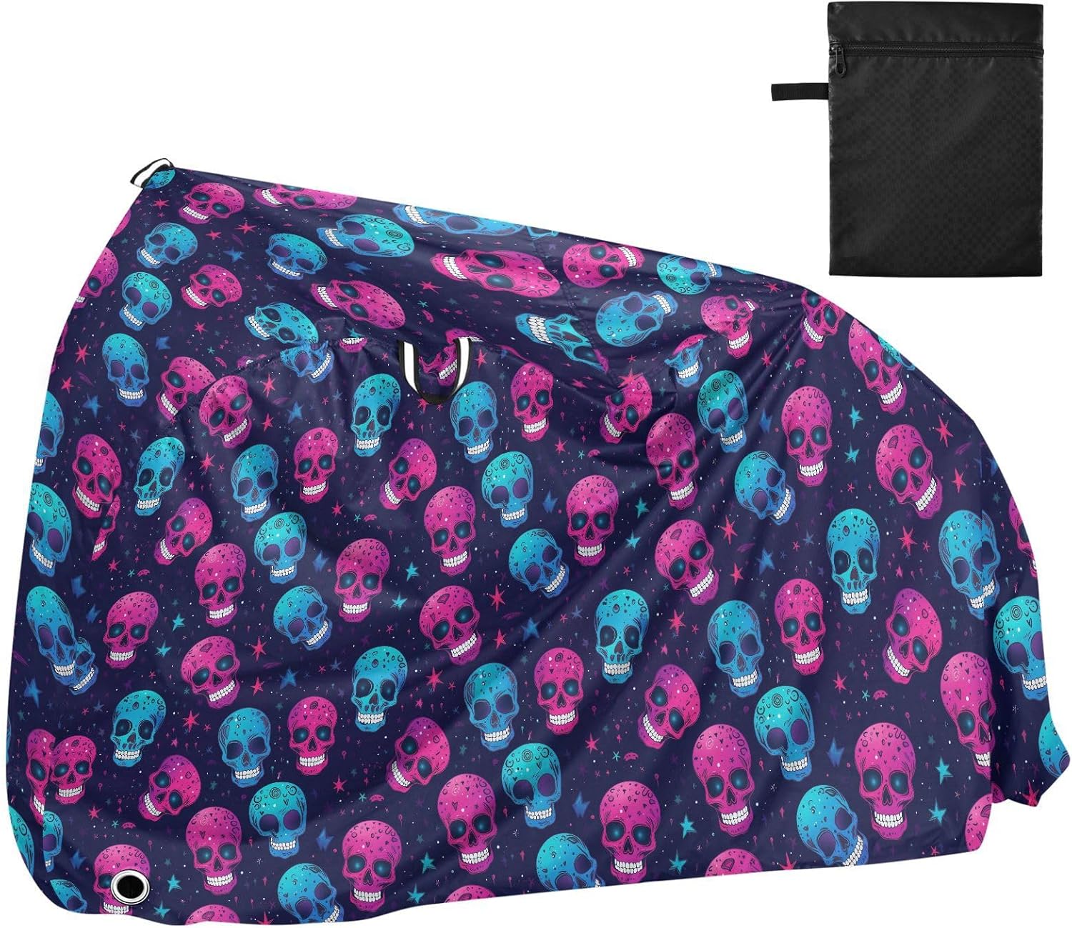 ALAZA Skull & Stars Bike Cover Waterproof Outdoor Ebike Bicycle Covers Tarp Protection for 1/2 Bikes, Sun UV Dust Wind Proof
