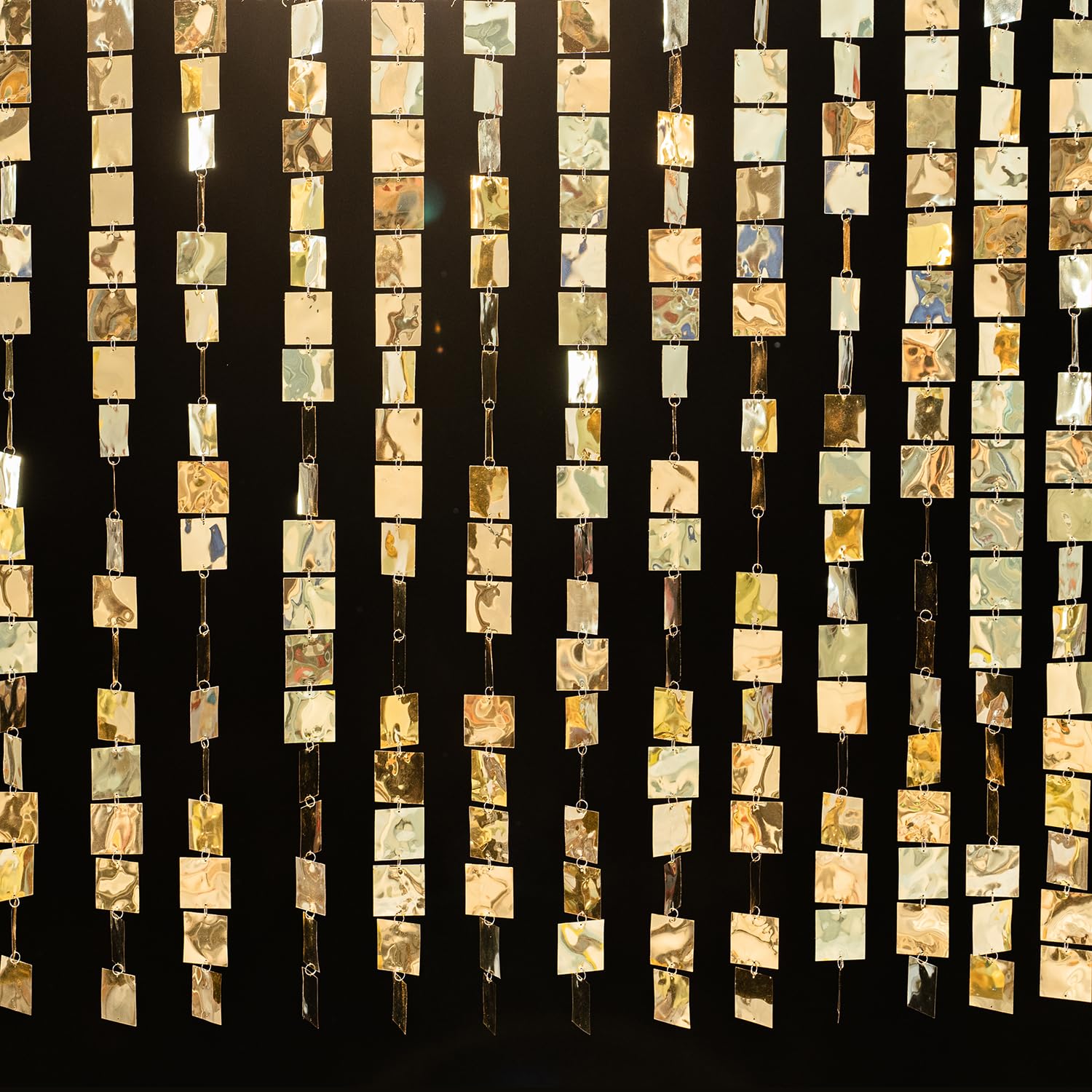 Gold Shimmer Wall Backdrop, 20 Packs Light Gold Sequin Curtain Square Dots Garland for Wedding, Birthday, Bachelorette Party, 70s 80s 90s Theme Disco