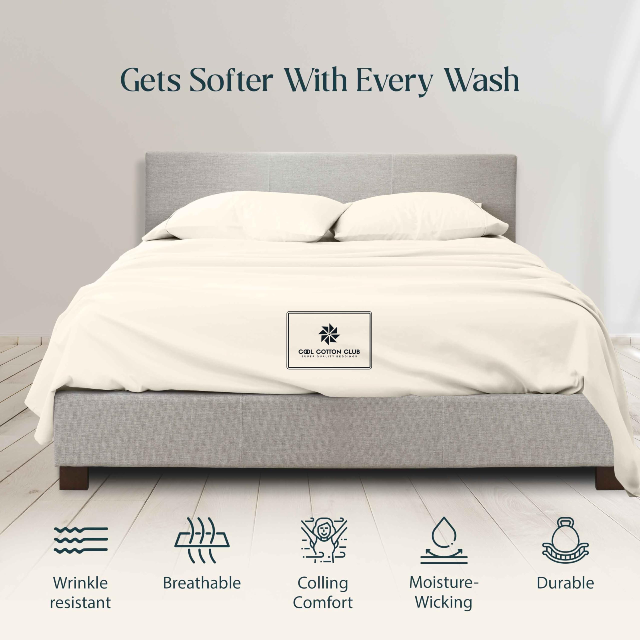 600 Thread Count Egyptian Cotton Sheet Set - King Size 4 PCS With Deep Pocket Fitted Sheet, Flat Sheet & Pillowcases - View #6