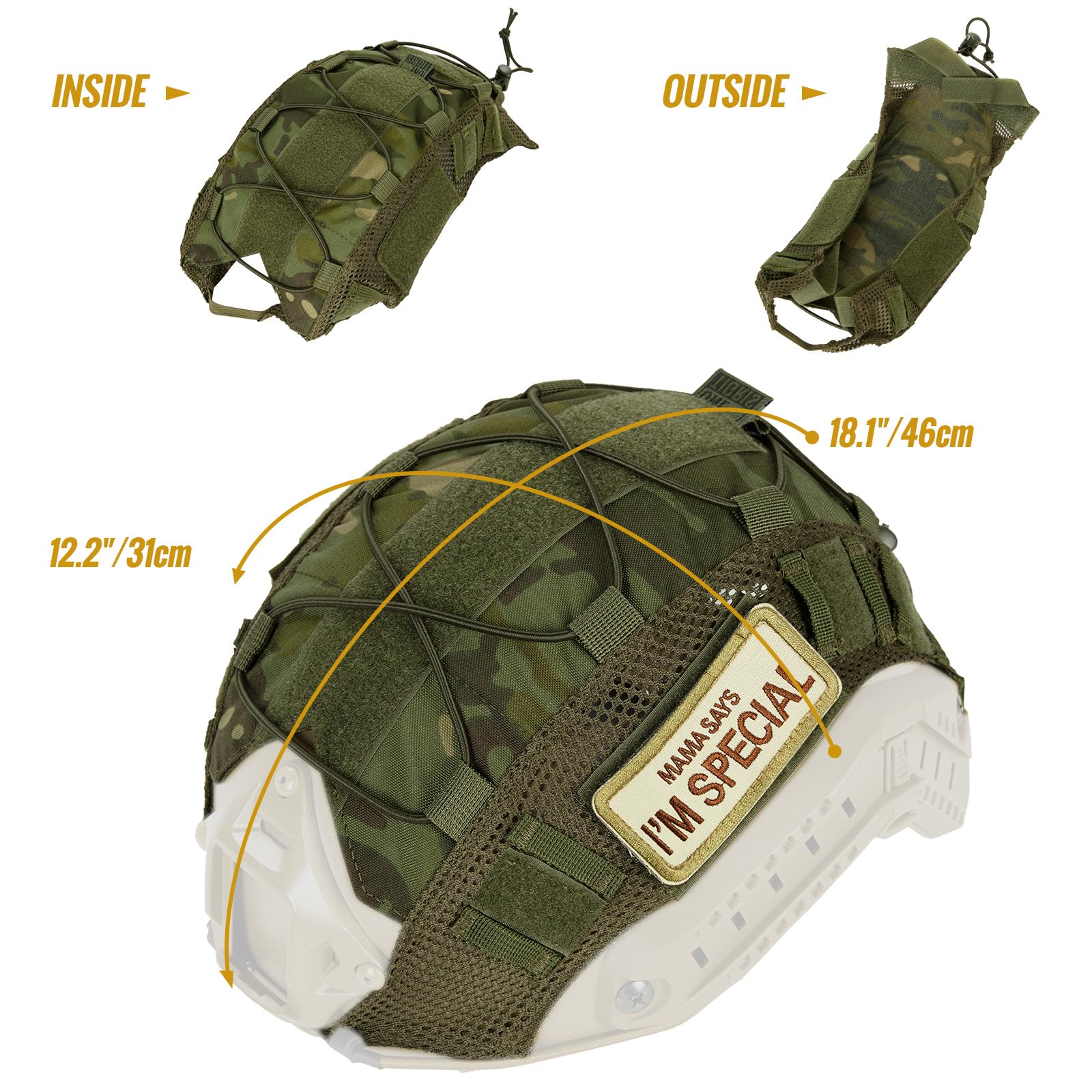 OneTigris Funda Táctica para Casco con Parche Gratis – Cubierta en Cordura 500D para PJ (T. M/L) & Bump (T. L/XL) – sin Casco