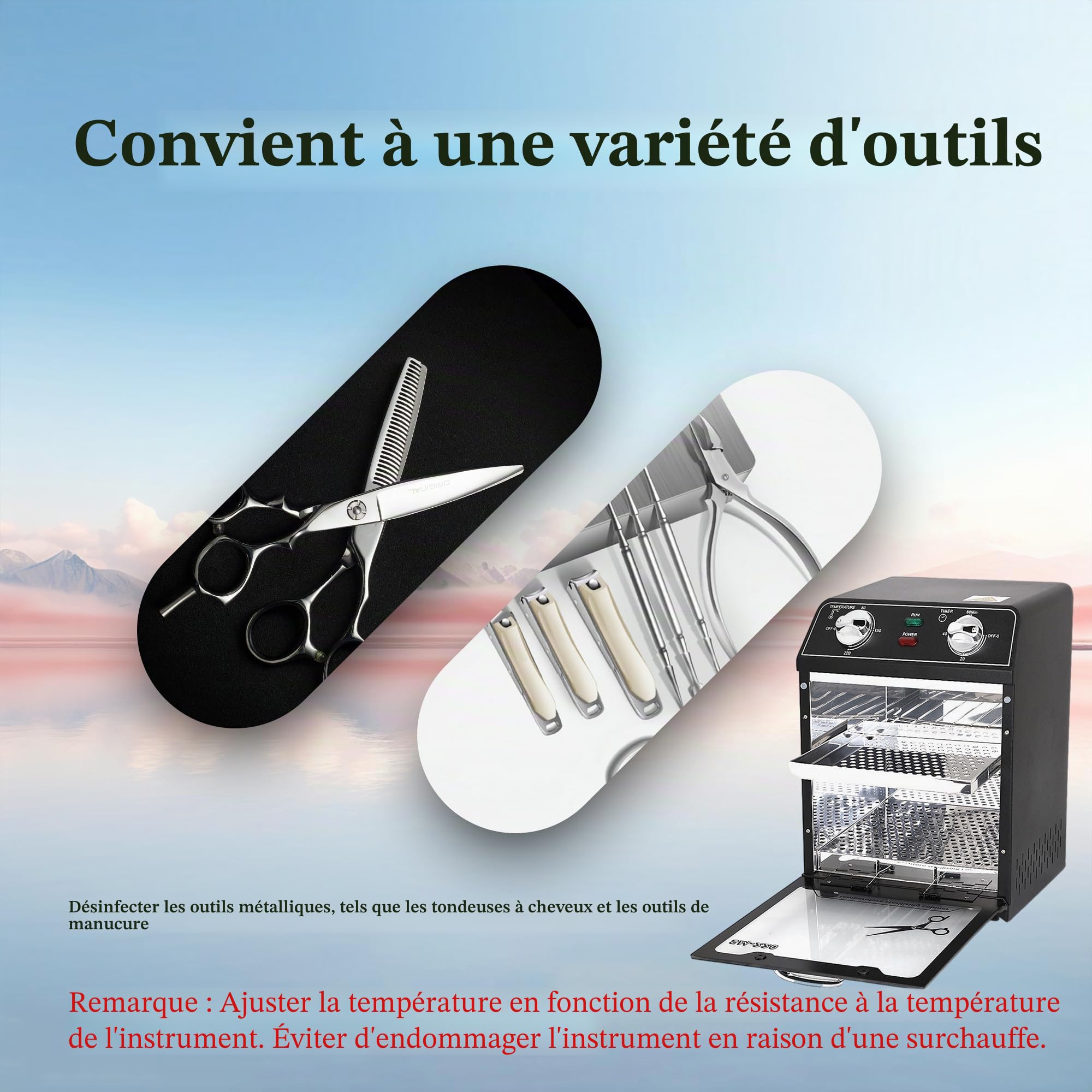 Stérilisateur à haute température, 10 L, grande capacité, température maximale 250 ℃, avec contrôle de la température et minuterie, pour salon de coiffure, spa, salon de manucure, stérilisateur