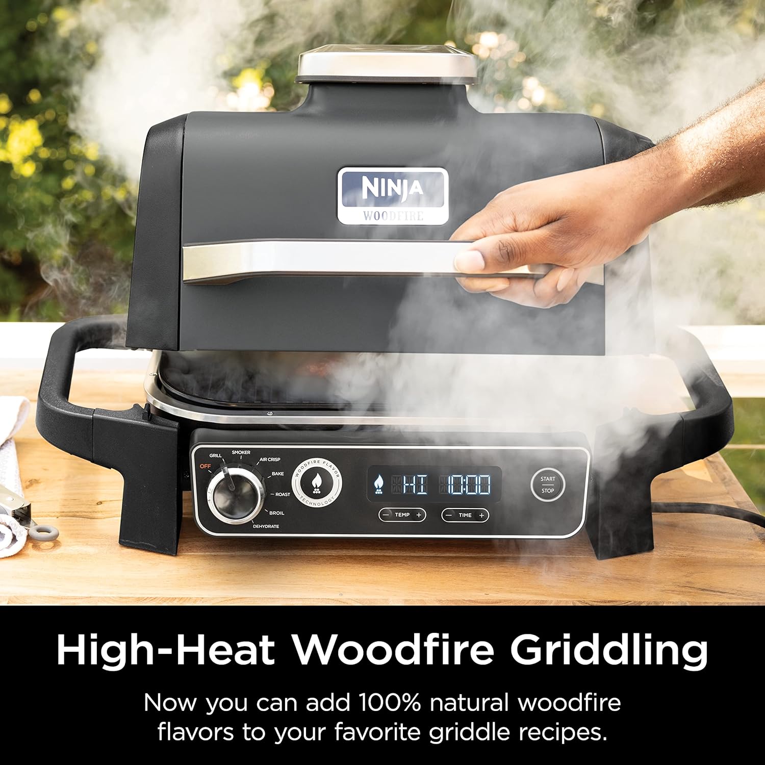 Ninja XSKGRDPLT Woodfire, Outdoor Flat Top Griddle Plate, Compatible with Ninja Woodfire Grills (OG700 series), Ceramic Coating, Insert, Black/Grey : Patio, Lawn & Garden