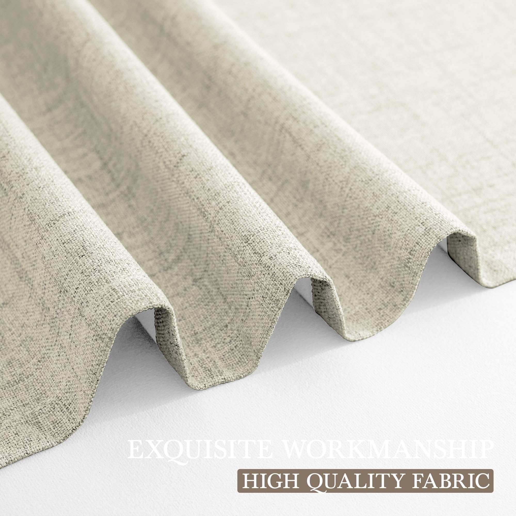 Cucraf Vorhang 100% Blickdicht Leinen Gardinen mit Ösen Verdunklungsvorhänge Gardinen Hellbeige H200 x B140 cm 2er Set – Bild 6