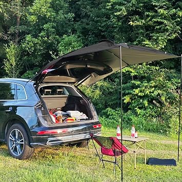 JSCARLIFE Multi-Functional Car Tent,Portable Trailer Tent Roof Top Car Shelter Ultra-Light Awning Anti-Sun and Rainproof Pergola Car Awnings for Outdoor Camping Travel Picnic Fishing Beach