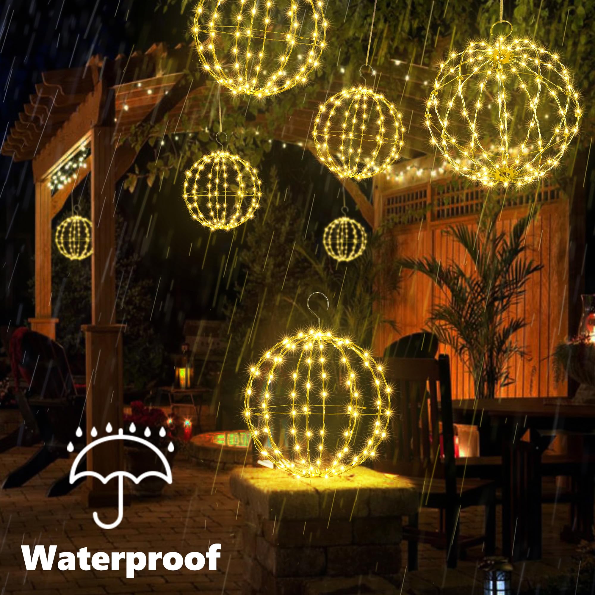 Kerstverlichting kerstballen LED Champagne 2m Ballen