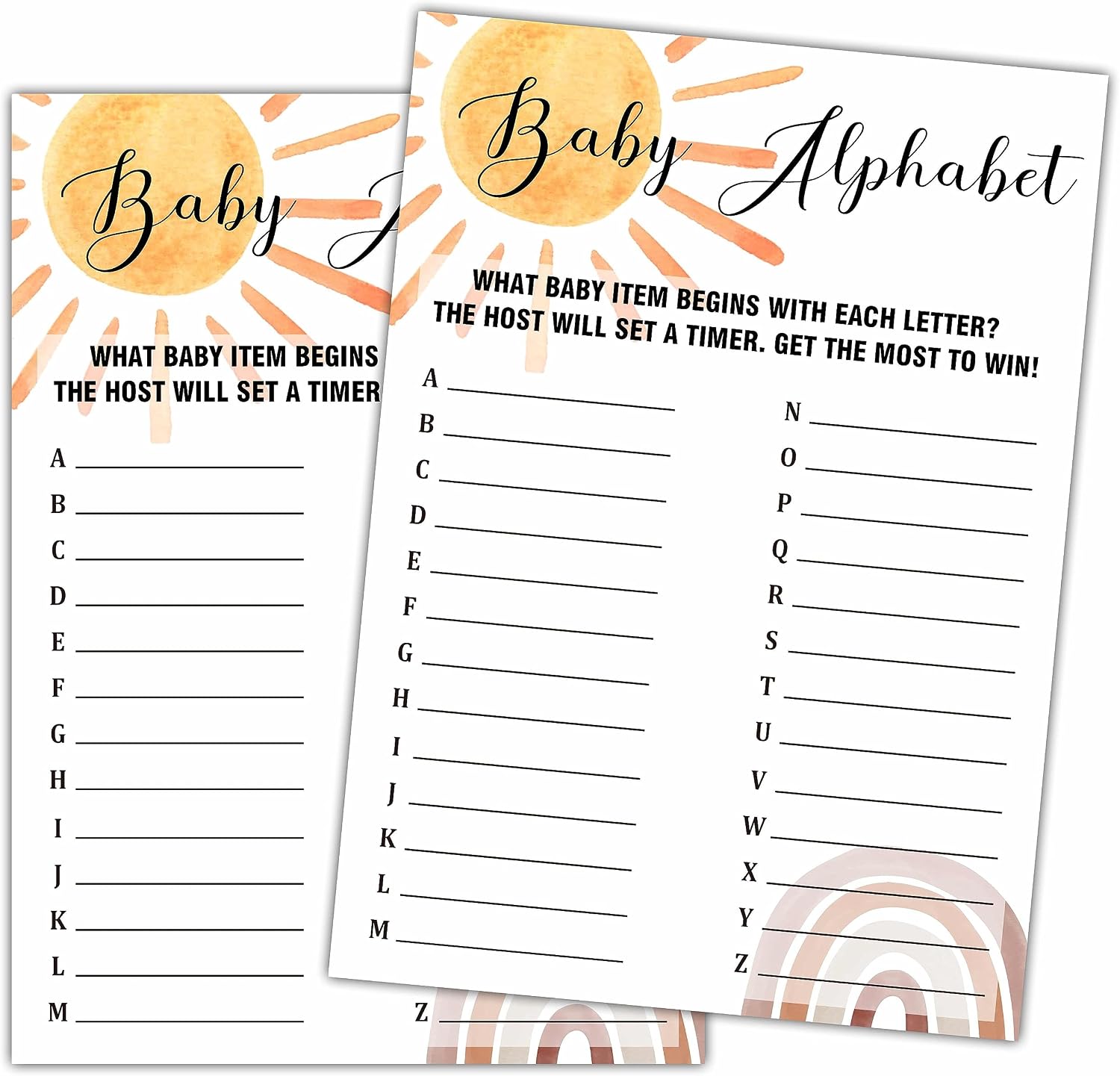 Boho Rainbow Guess Who? Baby Shower Game - 25 Gender Neutral Cards For Mom Or Dad, Sunshine Theme - View #9