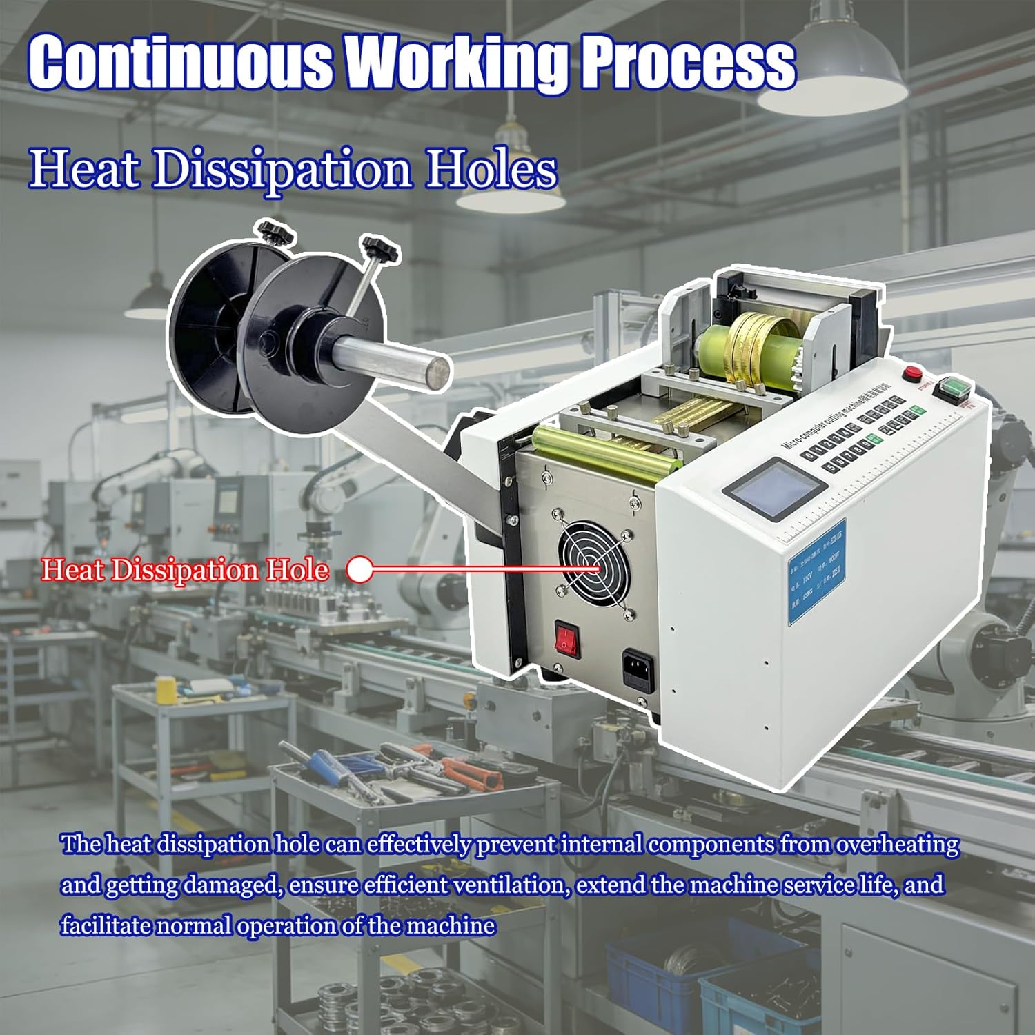 Wire Rope Cutting Machine Automatic Wire Microcomputer Cutting Machine Used to Cut Tubes, Wires and Ropes, 0.1-95mm (0.004-3.7") Width Range, 110V