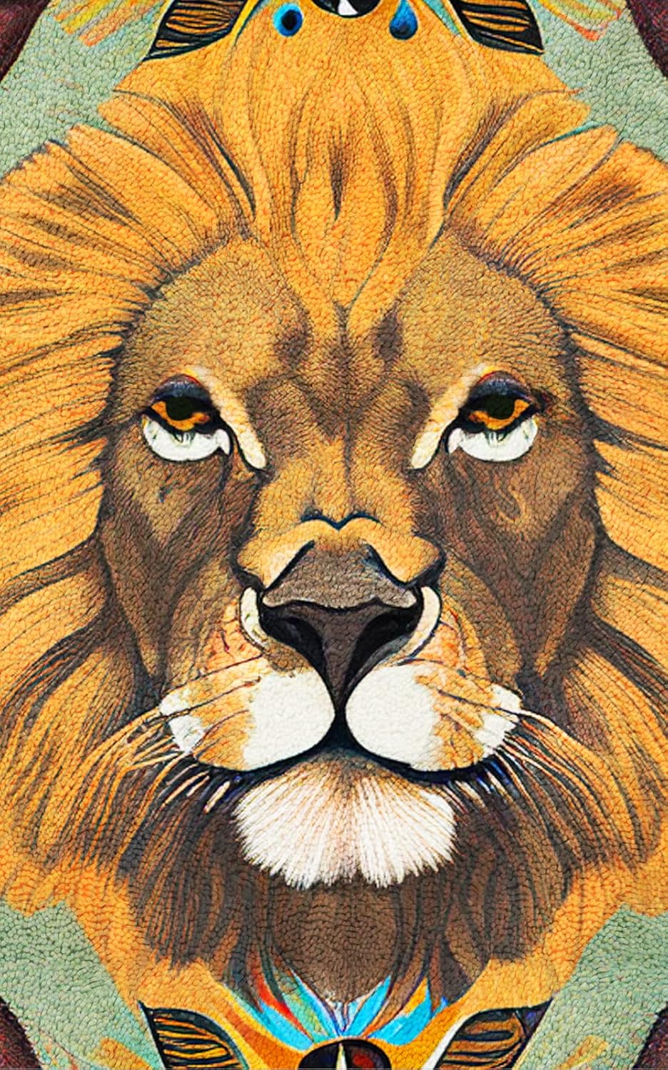 YAKOLECI Latch Hook Kits for Adults, Color Printed DIY Carpet Crafts Arts for Home Decoration Festival Gift 31''X19'' (Lion)