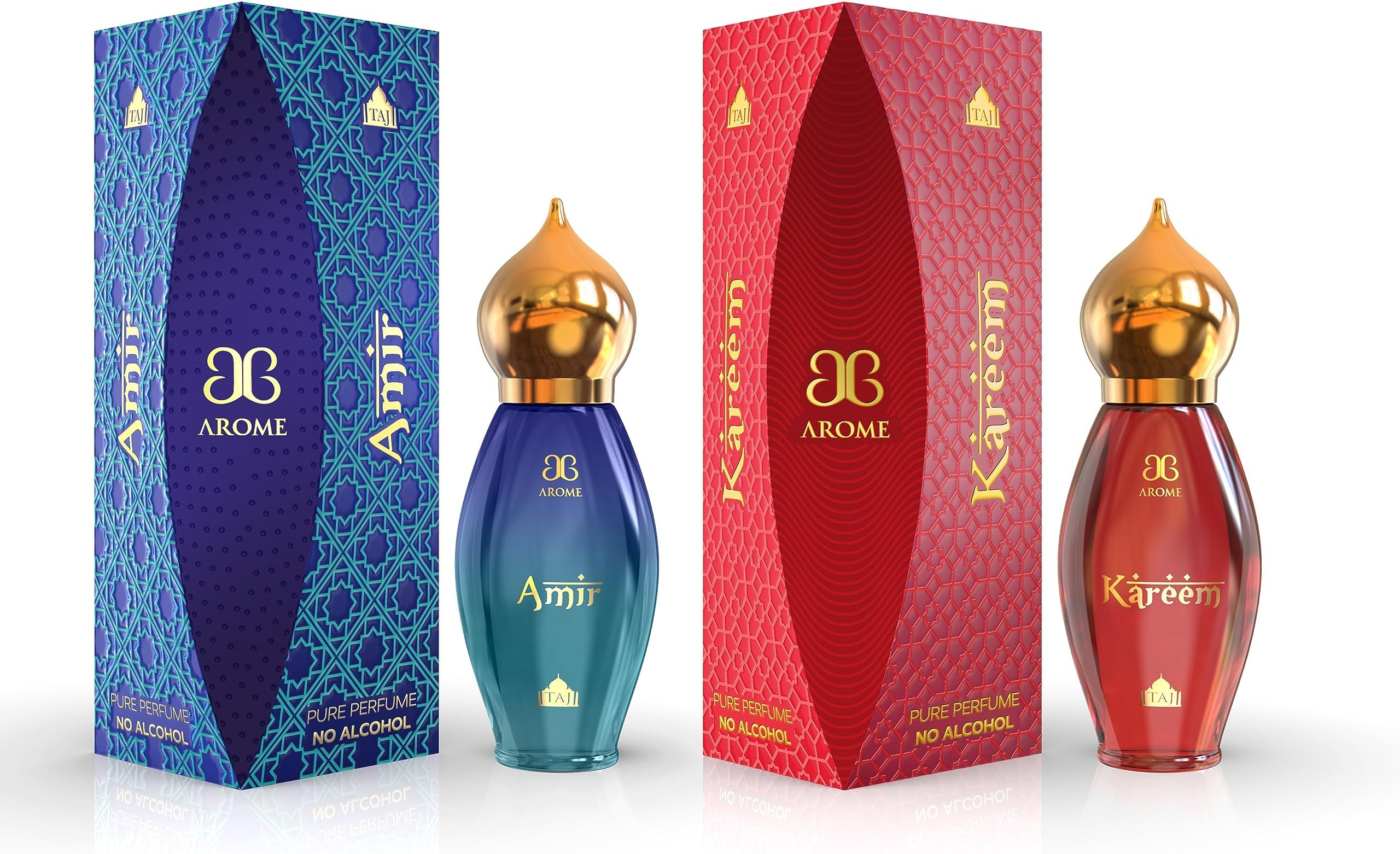 Arochem Taj Edition Attar Combo Pack of AMIR and KAREEM (9ml Each) | Pure Attar Perfume | No Alcohol Unisex Perfume Roll-On For Men And Women