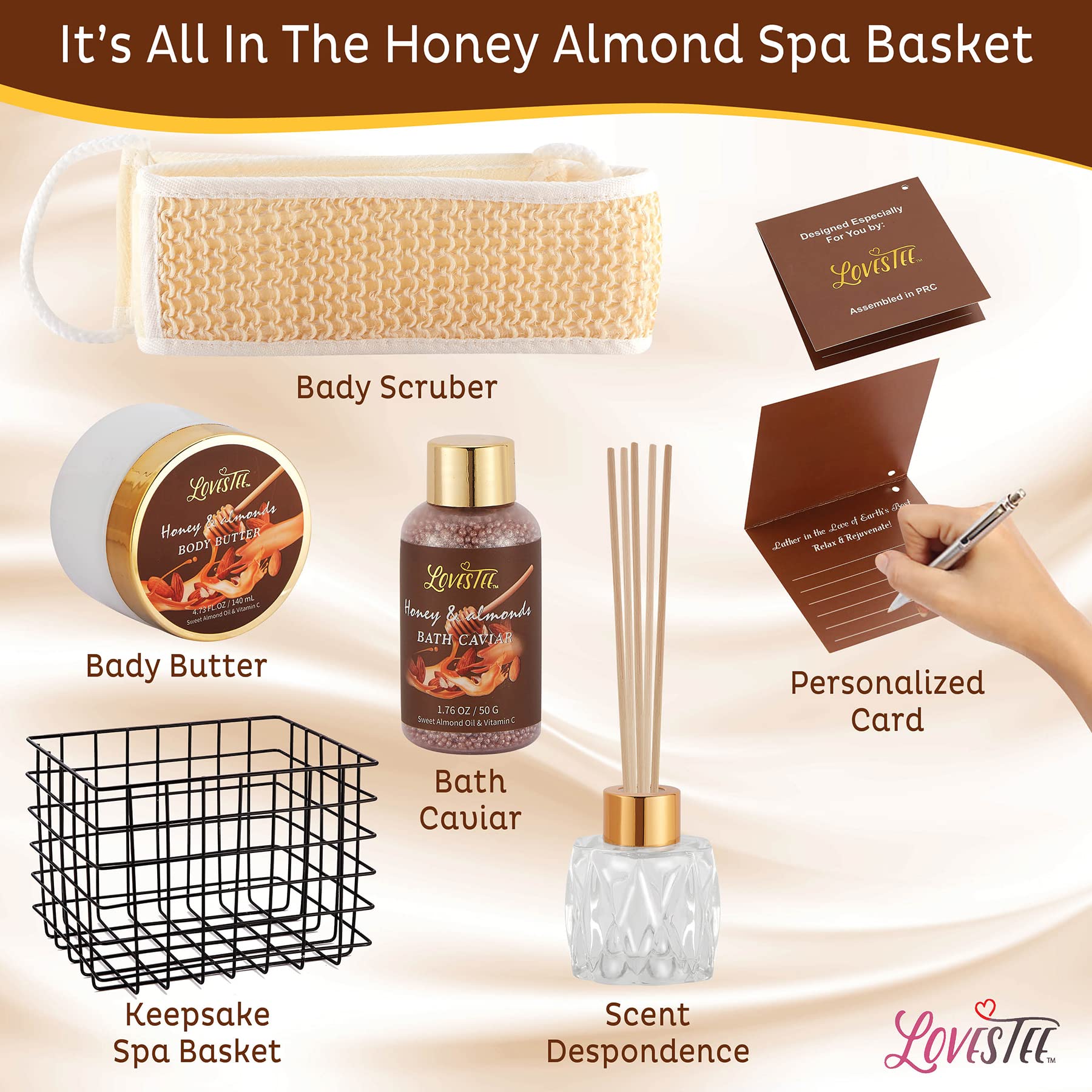 Amazon.com : Valentines Day Spa Gift Baskets For Women, Honey Almond Bath and Body Set, Birthday Gift- Shower Gel, Bubble Bath, Body Butter, Bath Salt, Body Oil, Candle, Bath Caviar, Soap, Home