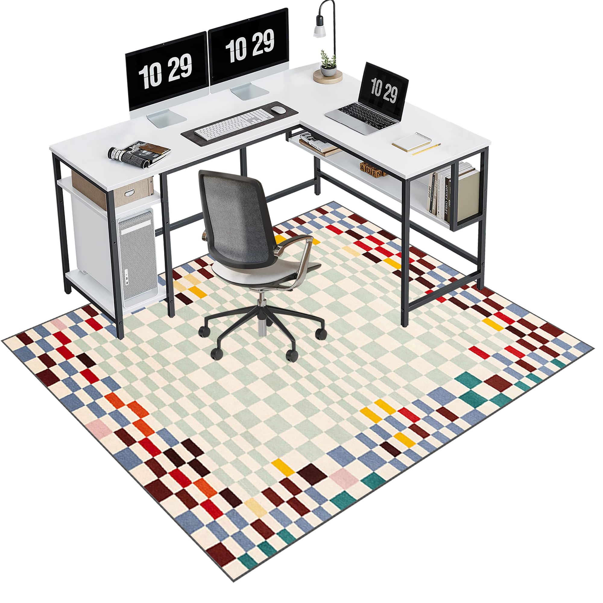 EYKWKB 140 x 160 cm Office Chair Mat for Carpeted and Hard Floor Gaming Chair Mat Multi-Purpose Carpet Protector Chair Mats Anti-Slip Low Pile Carpet Mats for Home Office Floor Protectors for Chairs