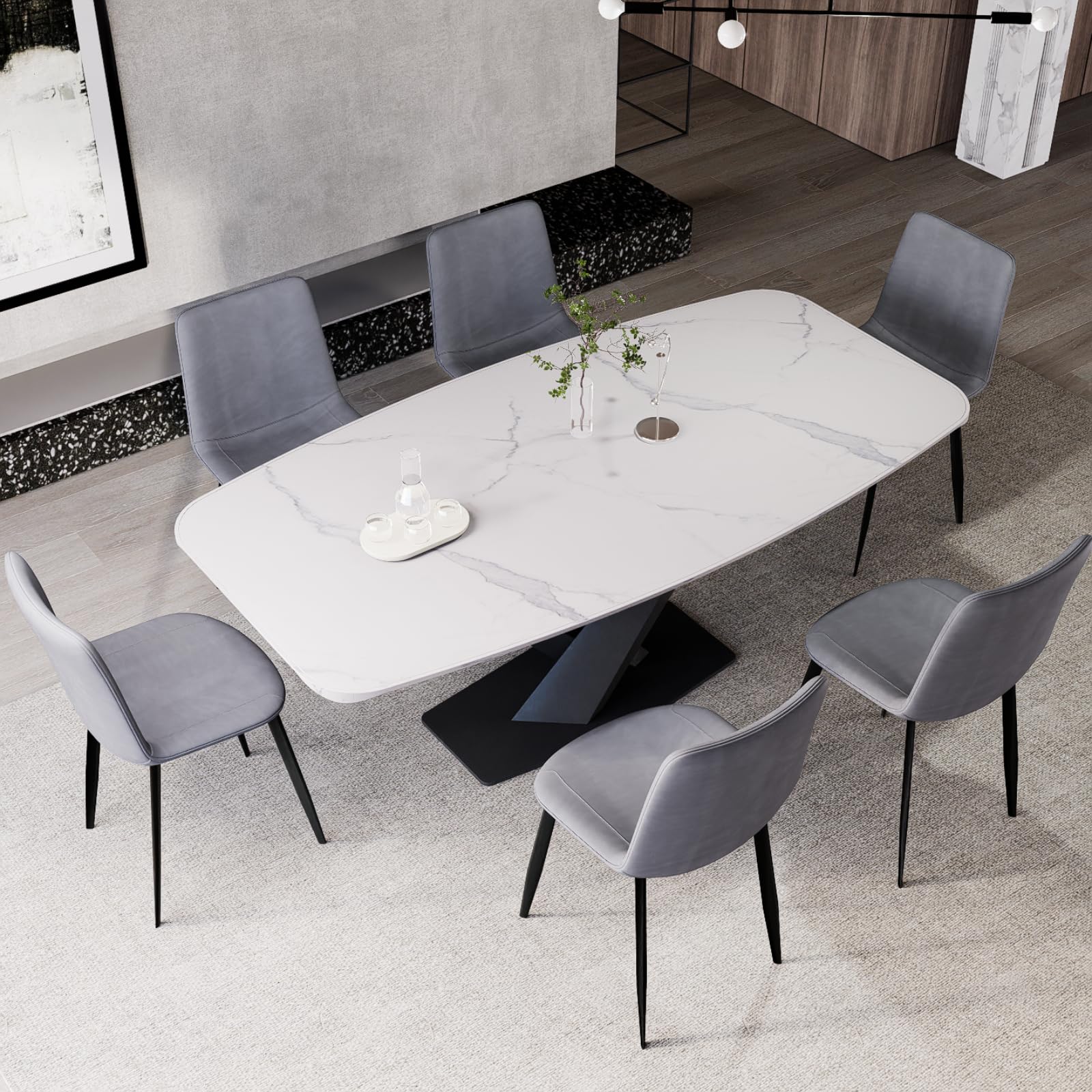 Amazon｜MUTUKI ダイニングテーブル セラミック天板 大理石柄 北欧