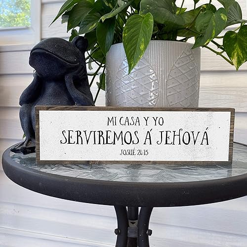 Miniatura 7 de Mi Casa Y Yo Serviremos A Jehová Versículo de la Biblia en Español mensajes cristianos para decorar - Letrero de metal y madera