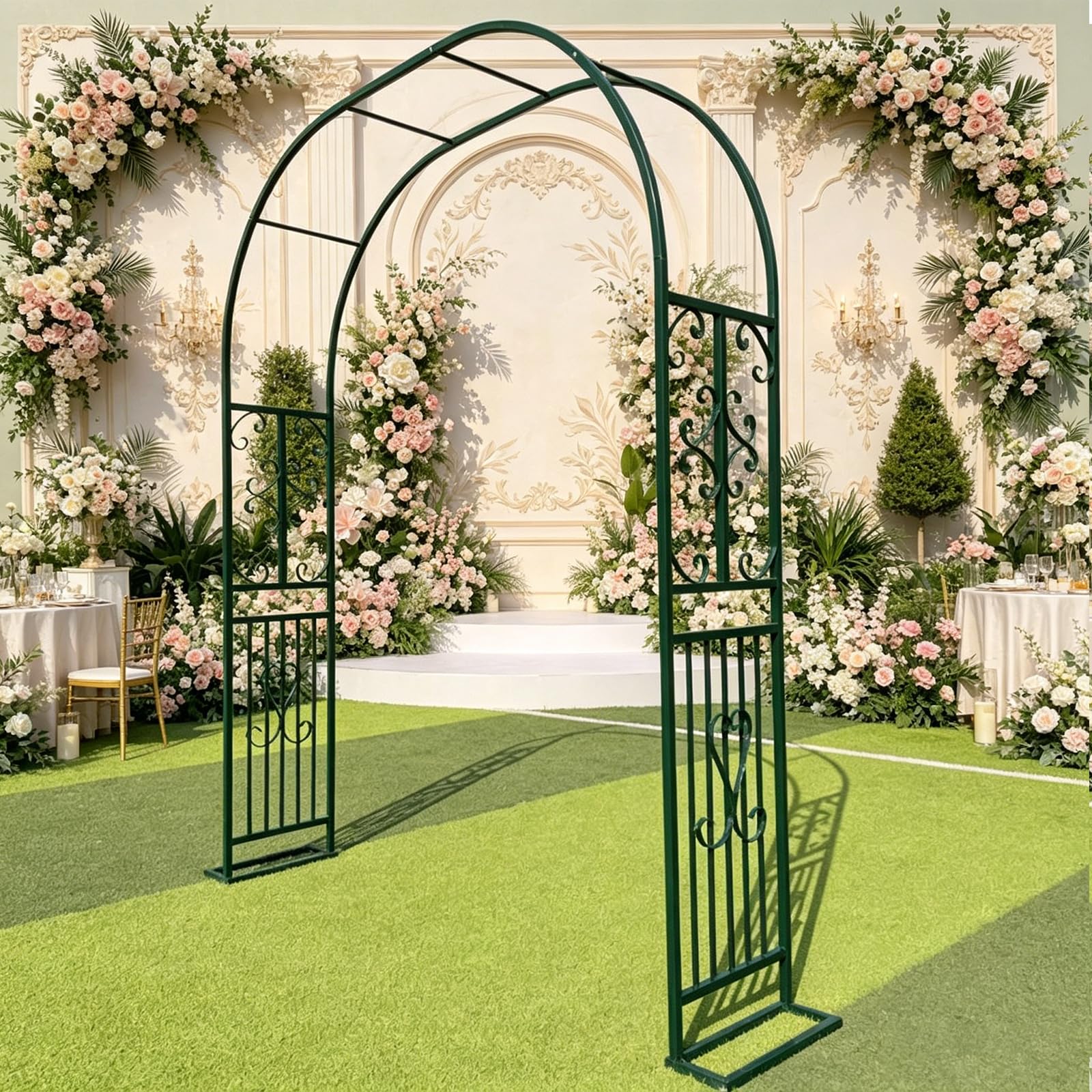 eryssgbf Garden Arbor, Metal Garden Arbor, for Climbing Plants, Decorative Archway Wedding Arch Frame for Patio, Backyard, Patio, Lawn, Pathway – 300×40×230cm