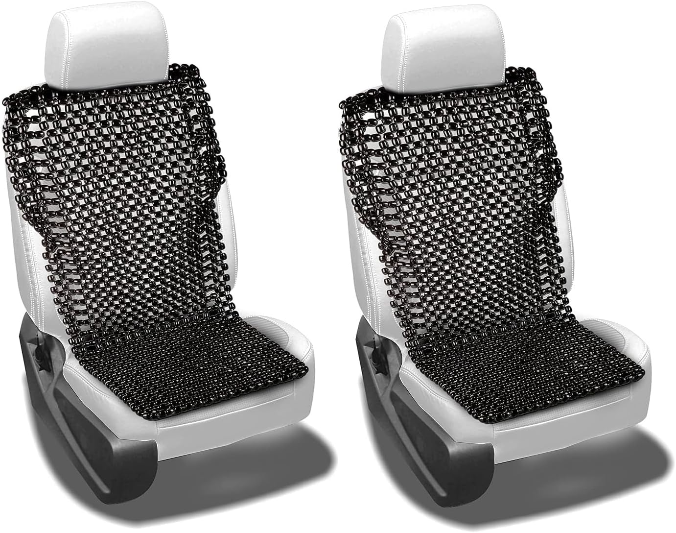 Zento Beaded Seat Cover Black Royal Wood Massage Cool Premium - Reduces Fatigue The Car or Truck or Your Office Chair - 2 Packs