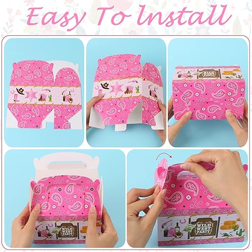 Miniatura 3 de MIKIMIQI 12 cajas de decoración de vaquera occidental, suministros de regalo de vaquera, cajas de regalo de rodeo, bolsas temáticas de caballos para