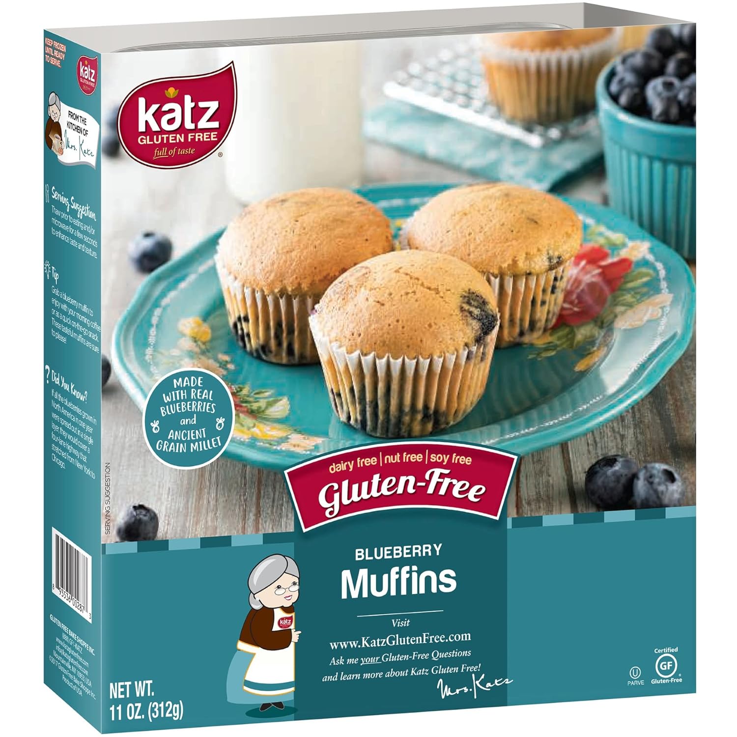 Katz Gluten Free Blueberry Muffins Dairy, Nut, Soy and