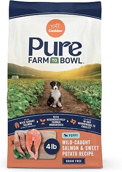 Canidae Pure Farm to Bowl Dry Puppy Dog Food - Balanced Nutrition - Limited Ingredient Formula - Grain, Wheat & Soy-Free - Puppy-Friendly - 4 lb - Wild-Caught Salmon & Sweet Potato Recipe