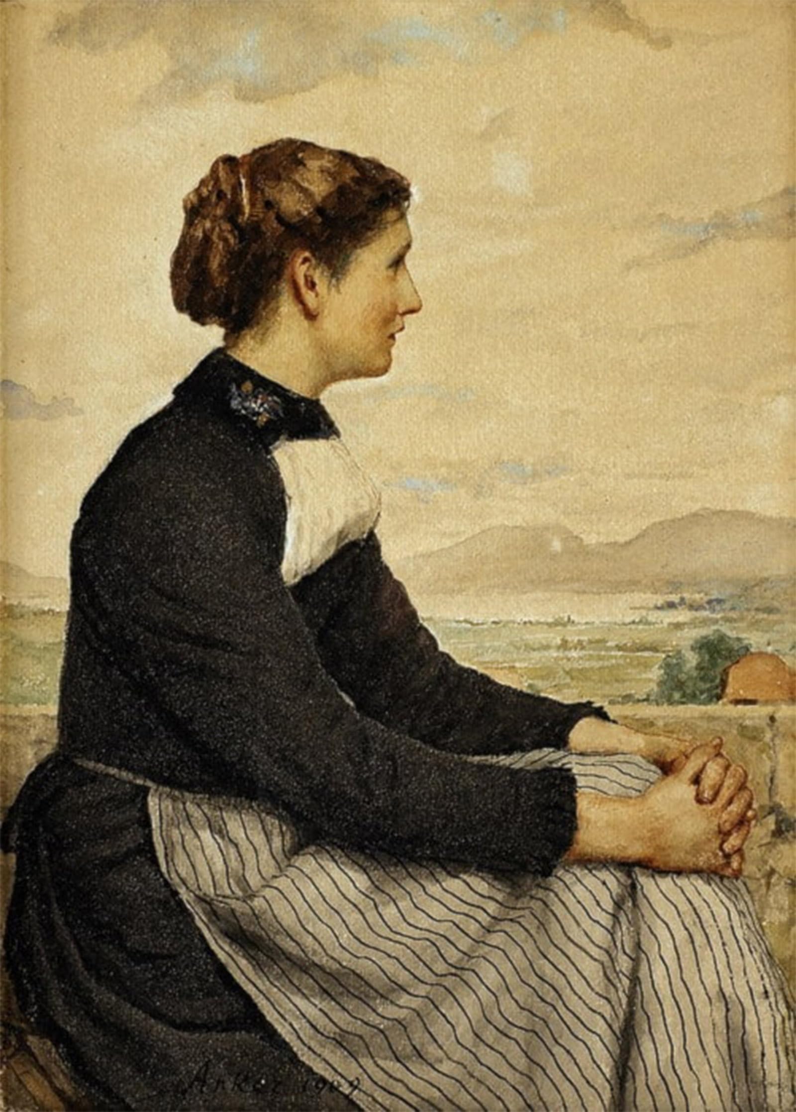 POSTERIIk Famous Modern Artwork Art Mural Peasant Woman by Albert Anker Oil Paintings Pictures for Home Decor 60x90cm