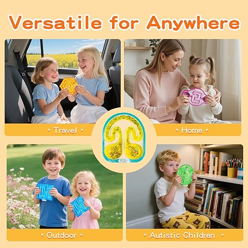 Miniatura 5 de Juguetes sensoriales para ansiedad para niños, paquete de 5 juguetes sensoriales de laberinto para aliviar la ansiedad y el estrés, suministros de