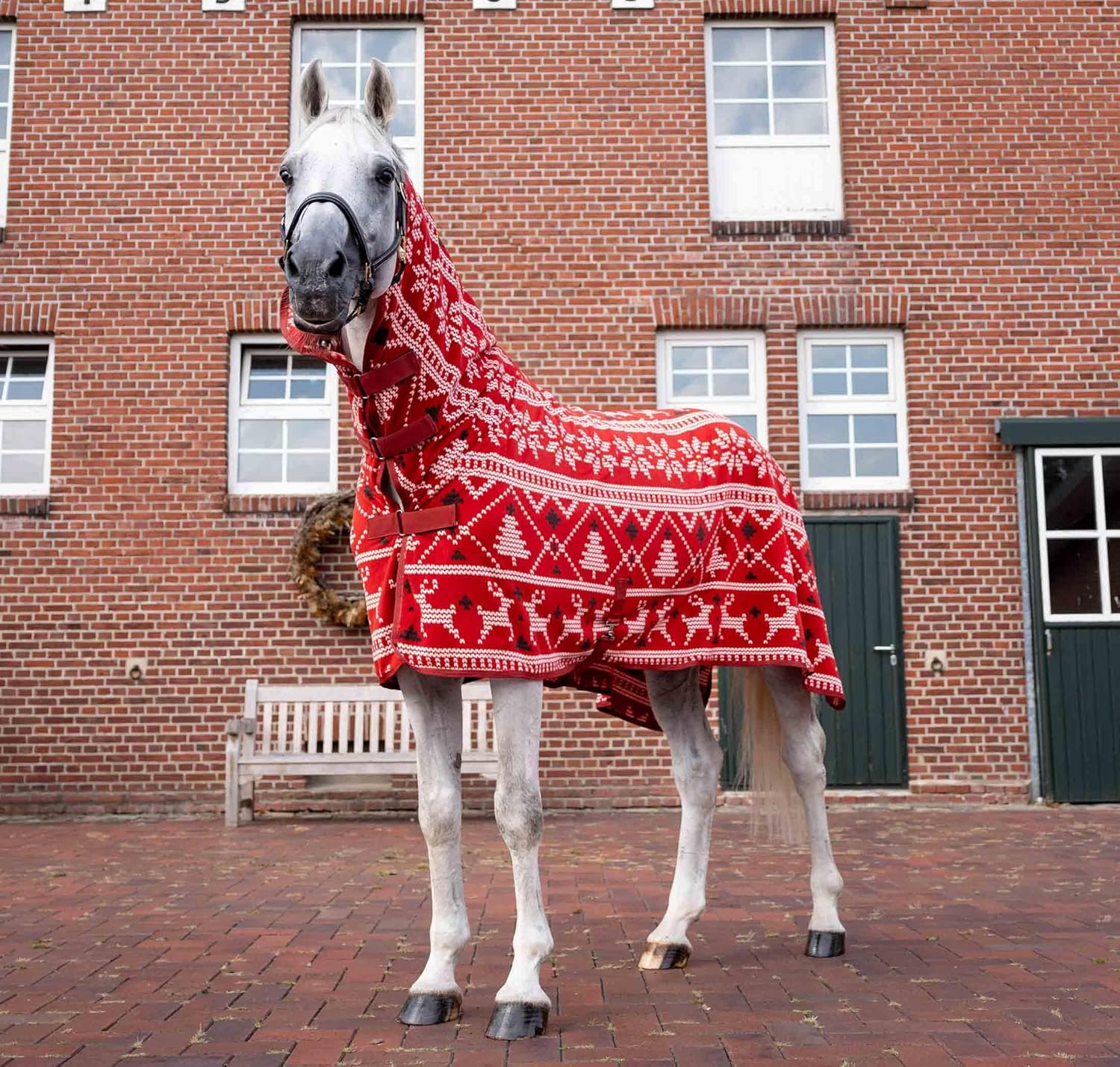 HORZE Santa Christmas Fleece High Neck Cooler - Red - 78 in