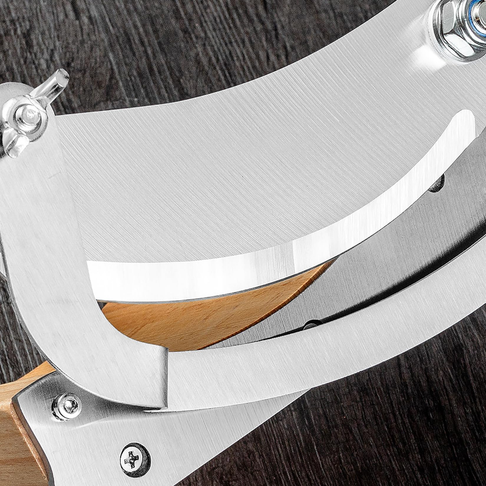 Trancheuse de viande manuelle pour fromage, jerky, biltong et pain – Outil de cuisine en acier inoxydable avec base en bois pour la maison et la charcuterie