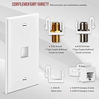 Vista 5 de ENERLITES Placa Keystone RJ45 de 1 puerto compatible con Cat7 Cat6 Cat5, para módulos multimedia de voz, datos y audio/video, 1 banda 4.50 x 2.76