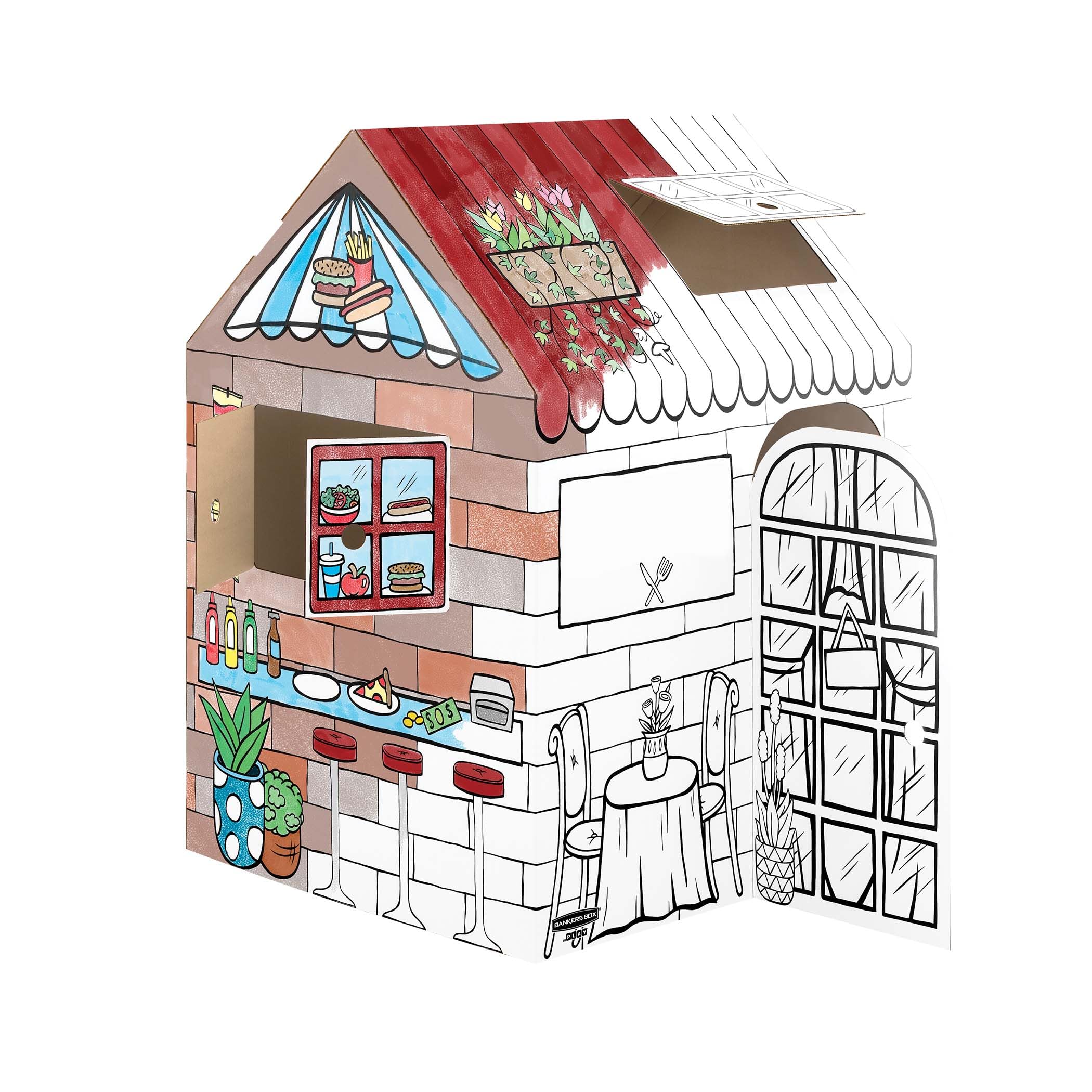 BANKERS BOX Casetta Dolcetti in cartone per bambini – Casa giocattolo - Per giocare al chiuso XL (81.3 x 81.3 x 121.3 cm) - Età 3+