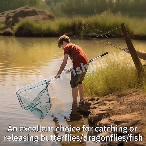 Miniatura 6 de Neween Red de pesca, plegable plegable telescópica de aterrizaje de peces, material de nailon duradero red de aterrizaje de malla para fácil captura