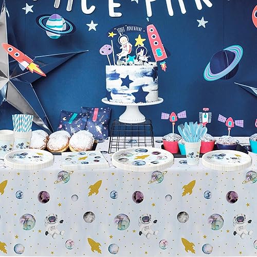 Miniatura 5 de Suministros de fiesta temática espacial para niños, decoración de fiesta de astronautas del espacio exterior galaxia, planeta y planeta para