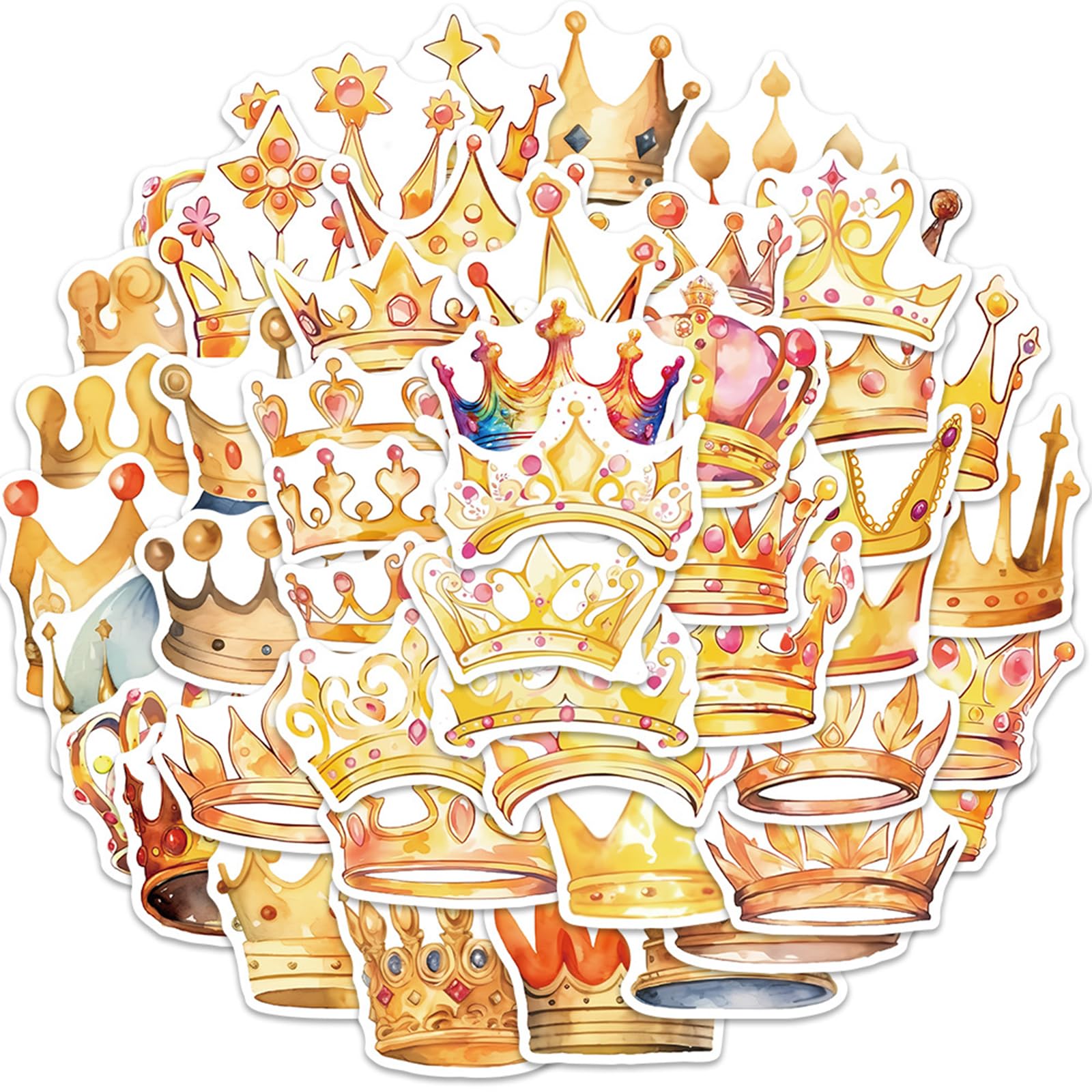 50 Sheets Laptop Sticker Cartoo Crowns Sticker Adhesive Decal Guitar Lovely Decal for Laptops Scrapbooking