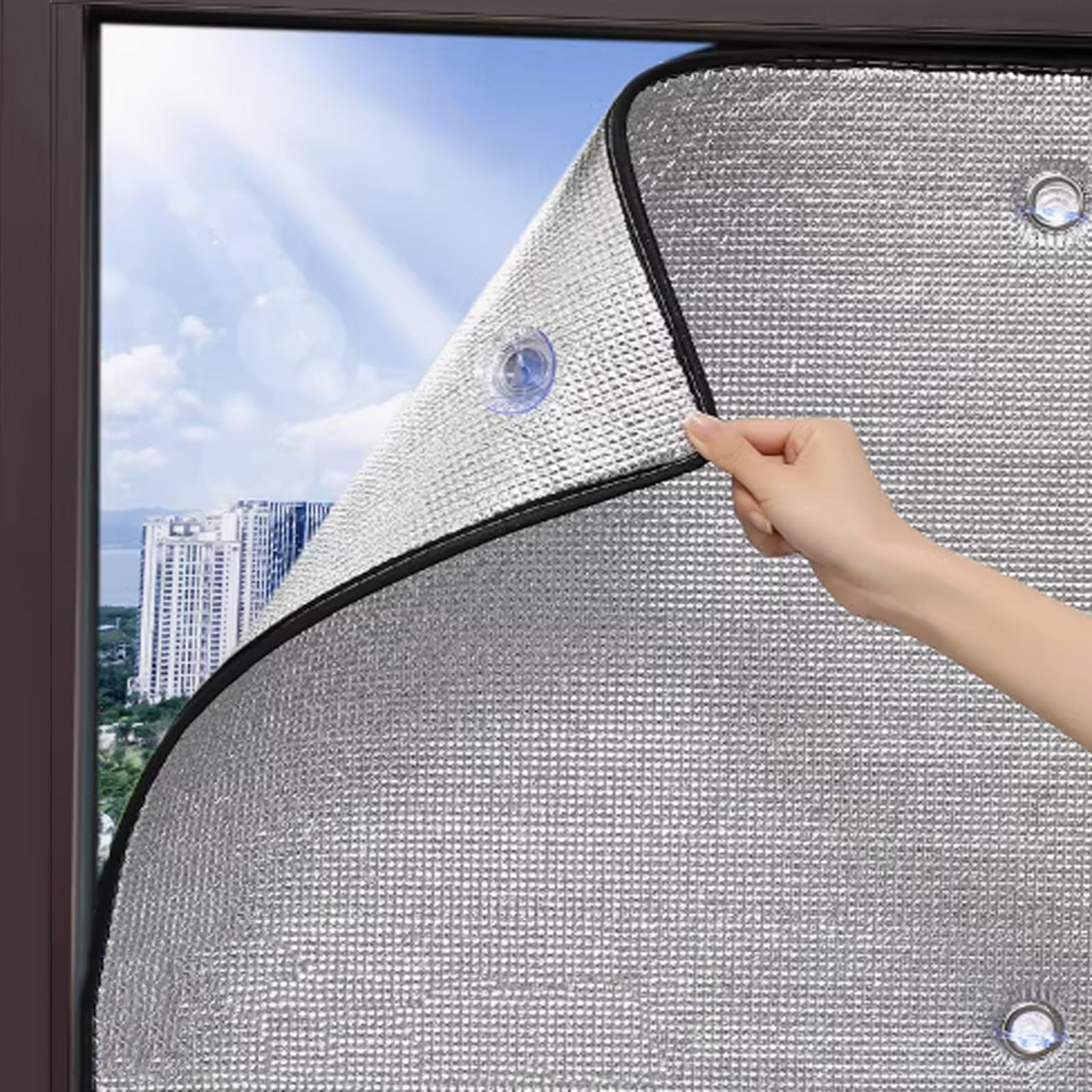 Isolierte Fensterfolie,Rückstandslose Sonnenschutz Folie,8mm Aluminisierte Wärmeschutzfolie,Wärmereflektierende Isolierfolie,Schattierungsplatte für Zuhause und das Büro (150x350cm/59 x138)