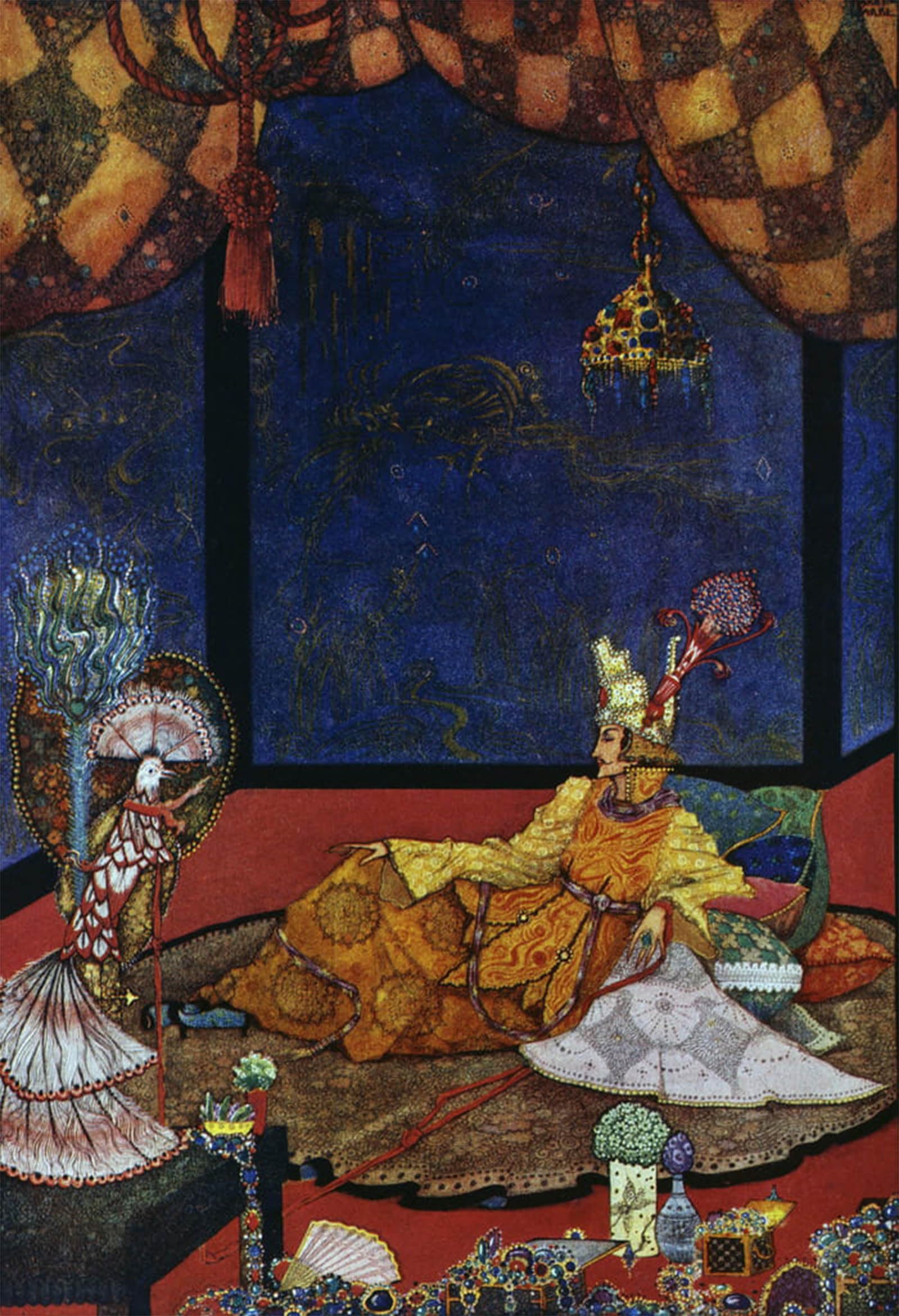 ARTXLXXBN Famous Painting Canvas Artwork Graffiti Print the Nightingale Tale by Harry Clarke Portrait Canvas Image for Home Decor 60x90cm