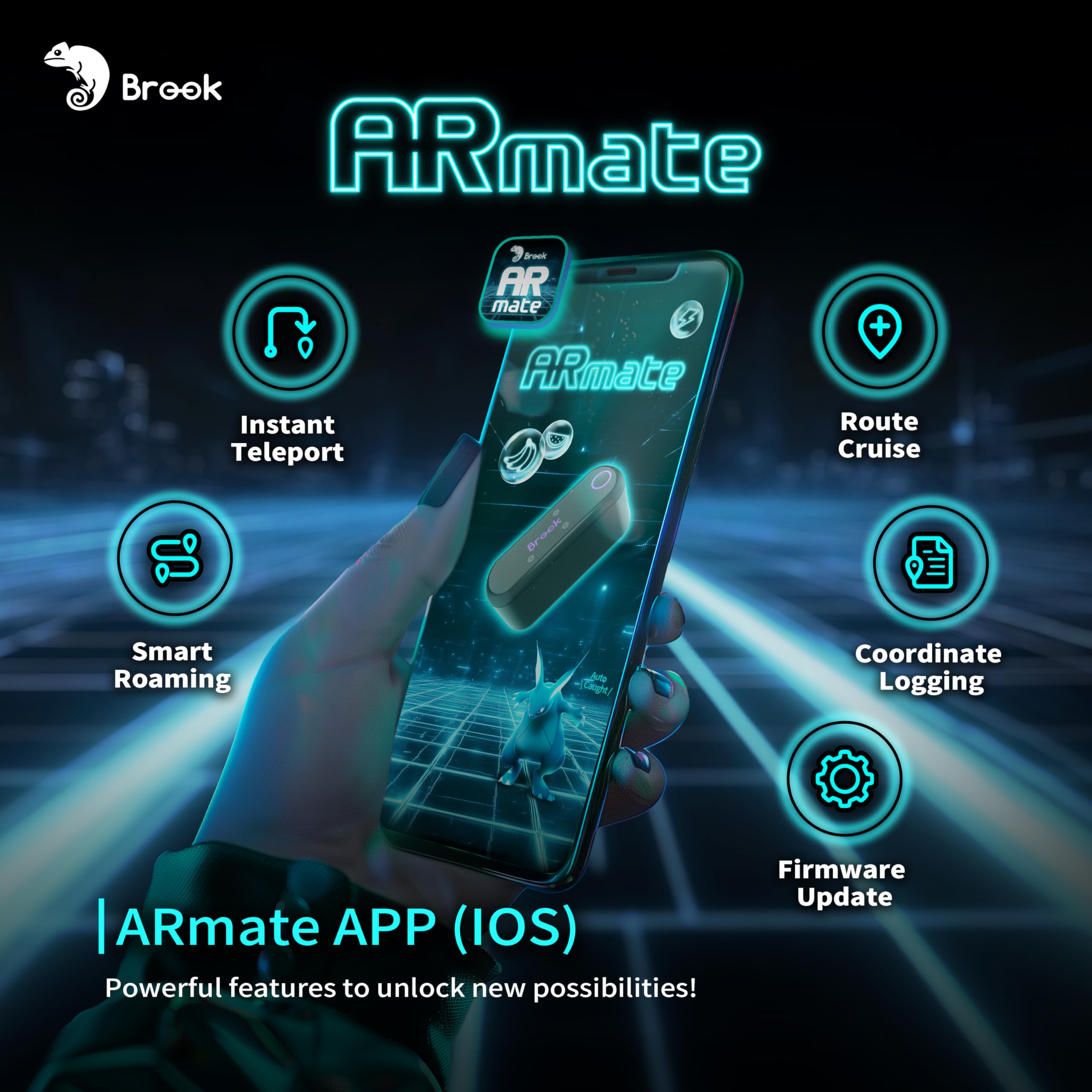 Brook Gaming AR Mate – Accessoire de jeu AR portable pour Pokémon GO, Monster Hunter, Pikmin | Smart Roam, Quick Catch, Fast Spin, vitesse contrôlée par application, prise en charge de la manette Xbox