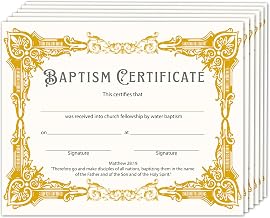 Baptism Certificate for Church, Vintage Golden Baby Dedication Certificate, Christening Award Gifts for Baby Boys Girls, Religious Baby Shower Party Decorations Supplies, 25 Pack Baby Certificate, 16