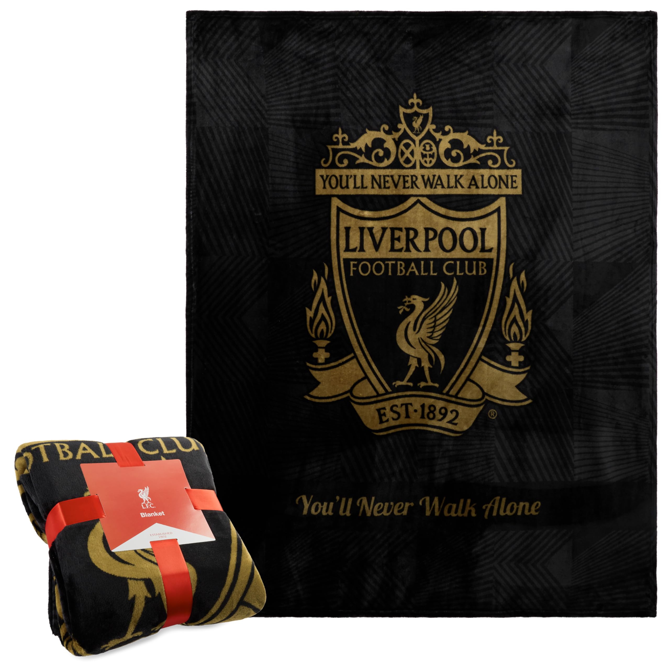 Liverpool F.C. Fleece Bed Blanket Soft Sofa Throw for Bedroom Travel Home Decor 125 x 150cm, Birthday Gifts for Men (Black)