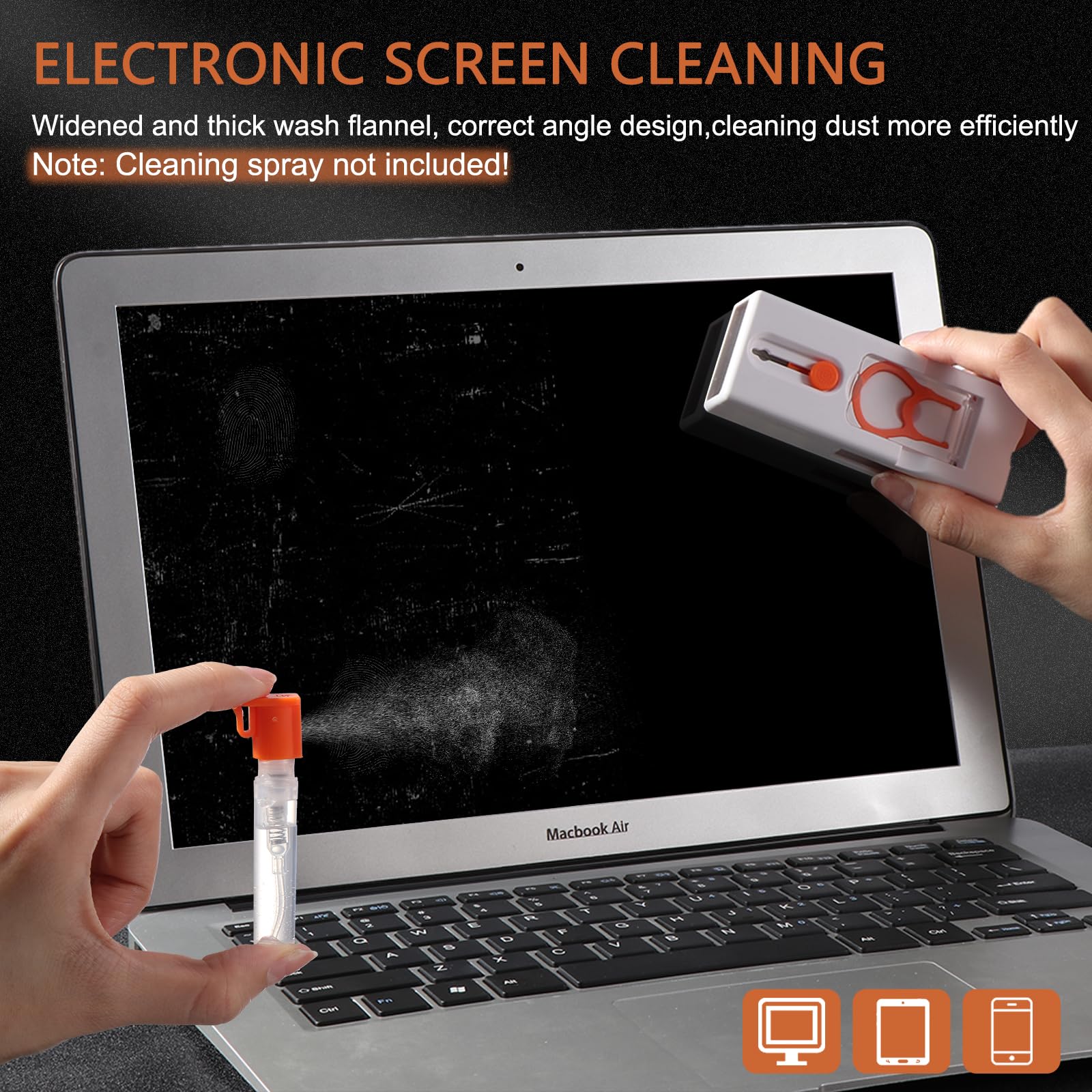 Vinabo 11 in 1 Kit Pulizia, Kit di Pulizia Tastiera PC, Keyboard Cleaner Multifunzionale, Spazzola Pulisci Schermo, per Tablet, Auricolari Bluetooth, Phone, Fotocamera (Confezione da 5)