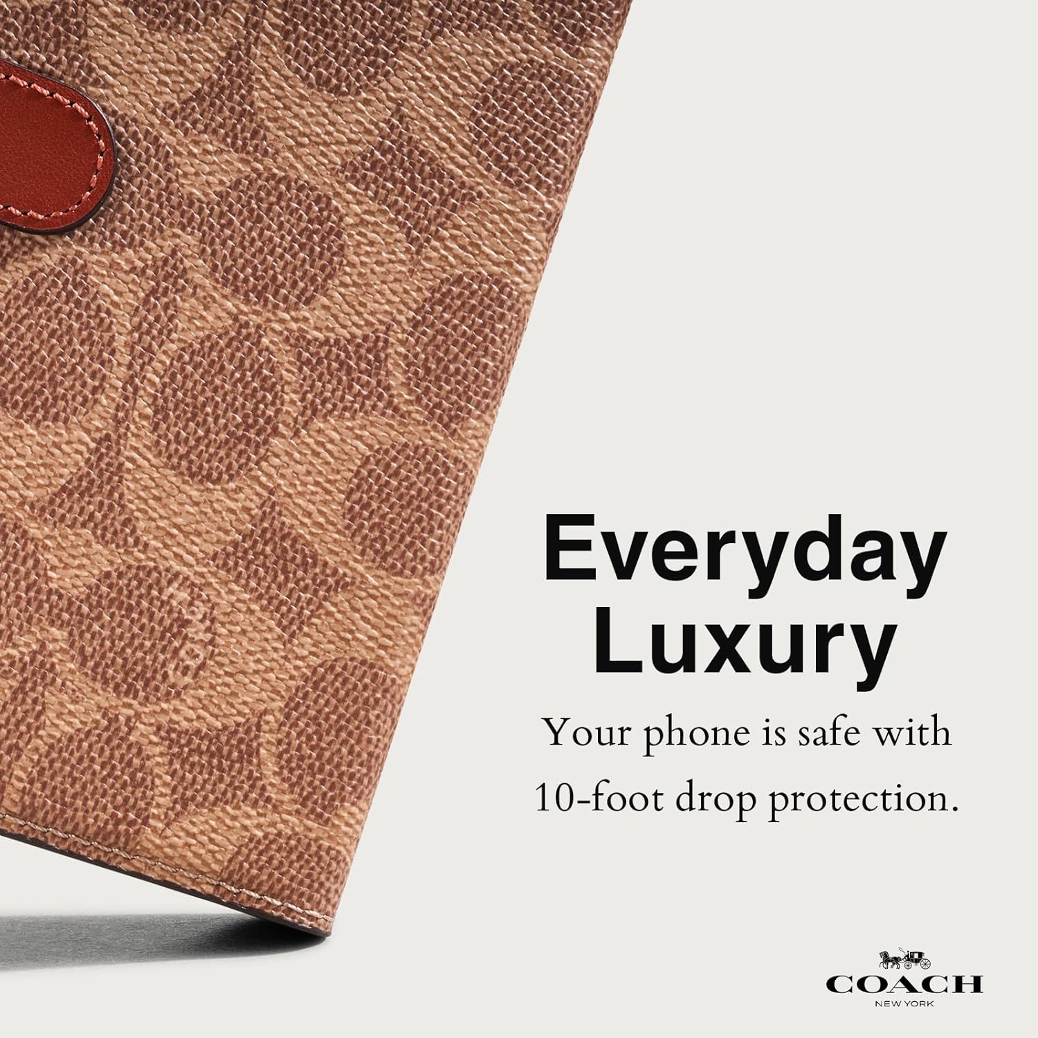 Coach Signature Canvas Two Piece Detachable Wallet Folio iPhone 15 Case, Compatible with Wireless Charging - Signature Tan - Image 3