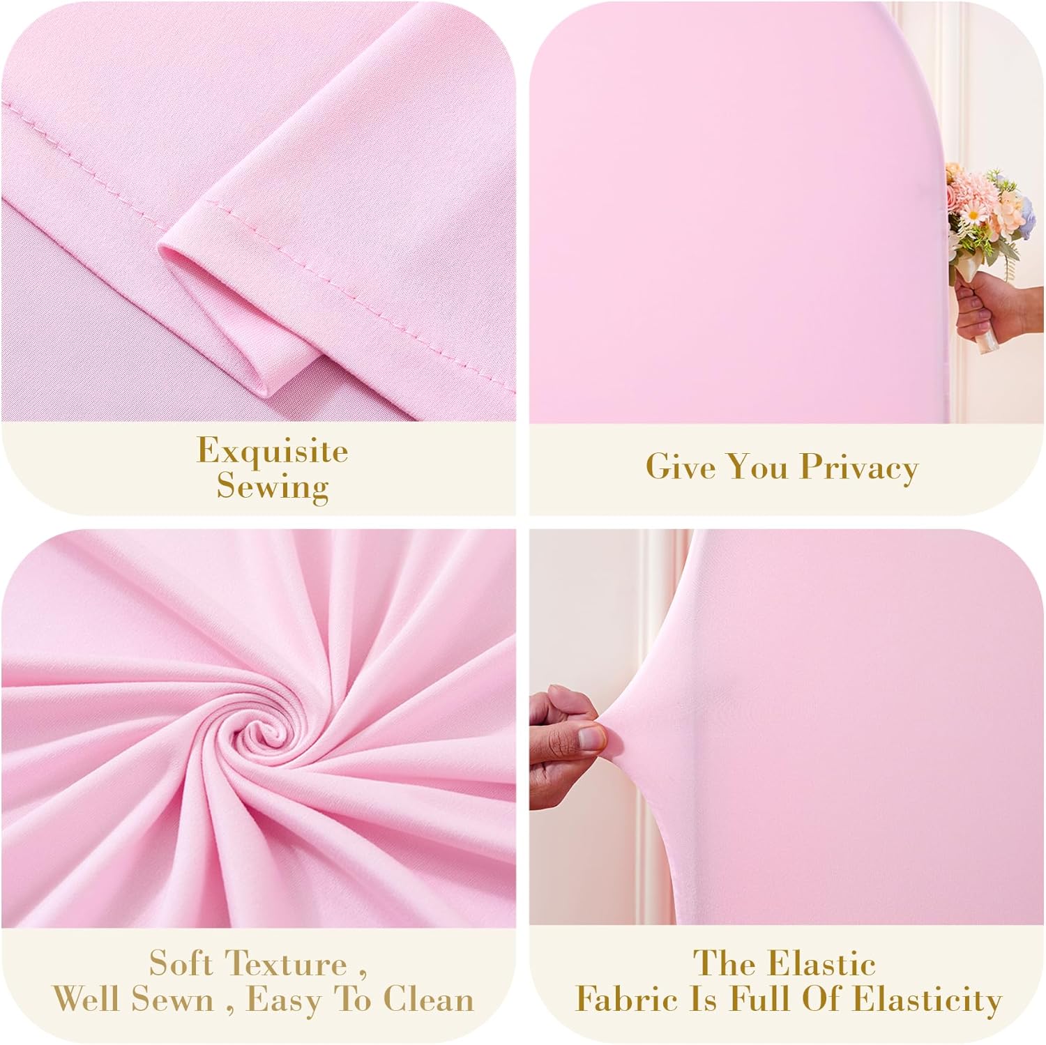 Pale Pink Arch Cover 3 Set - 6.6FT, 7.2FT, 8FT Arch Backdrop Cover Spandex Fitted Baby Shower Arch Stand Covers for Girls Birthday Party Wedding Bridal Shower Banquet Photo Background Decorations