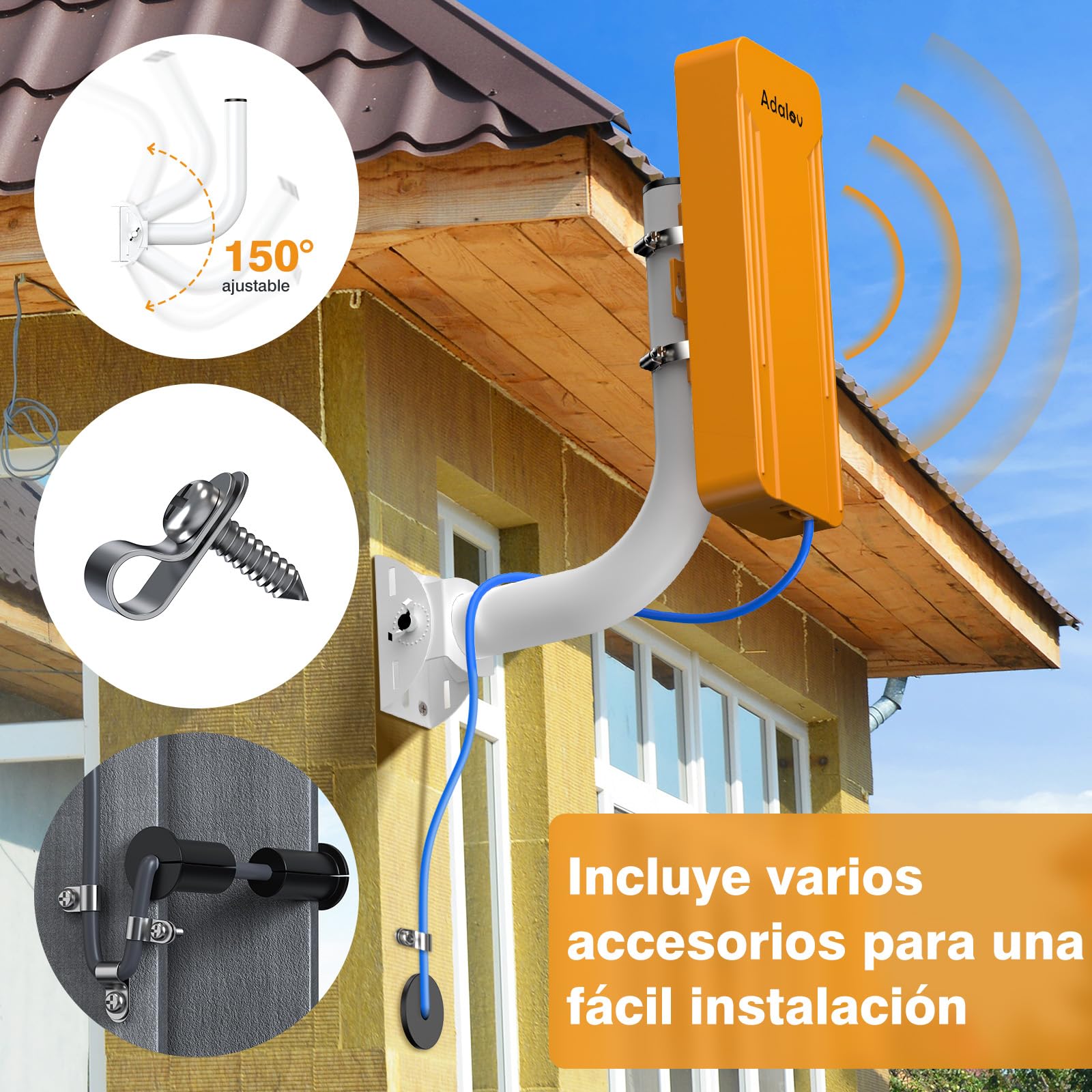 AdaLov CPE469 Gigabit Puente inalámbrico para Exteriores, Doble Banda 5.8G/2.4G 3 km Largo Alcance Bridge Wireless,Extensión de Red a Cámara/Dependencias/Jardín/Garaje/Taller,IP65 Impermeable,24V PoE