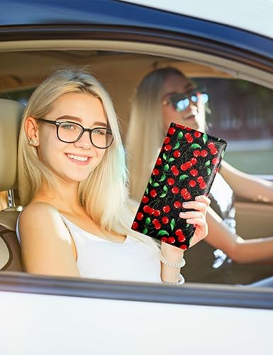 Vista 32 de Mymazn Soporte para registro y seguro de automóvil, organizador de cuero sintético con cierre magnético, soporte para documentos de automóvil