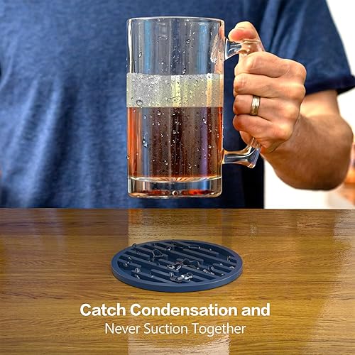 Miniatura 9 de Posavasos de silicona para bebidas, paquete de 8 posavasos con soporte, posavasos para mesa de café, posavasos para protección de mesa, decoración