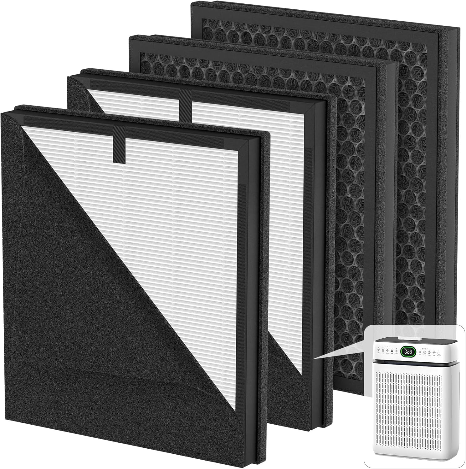 2 Pack A-2 Replacement Filter Compatible with AMEIFU A-2 Air Purifiers, Double-Sided HEPA Filter for Home Large Room Up to 3500 Sq Ft with Washable Filters
