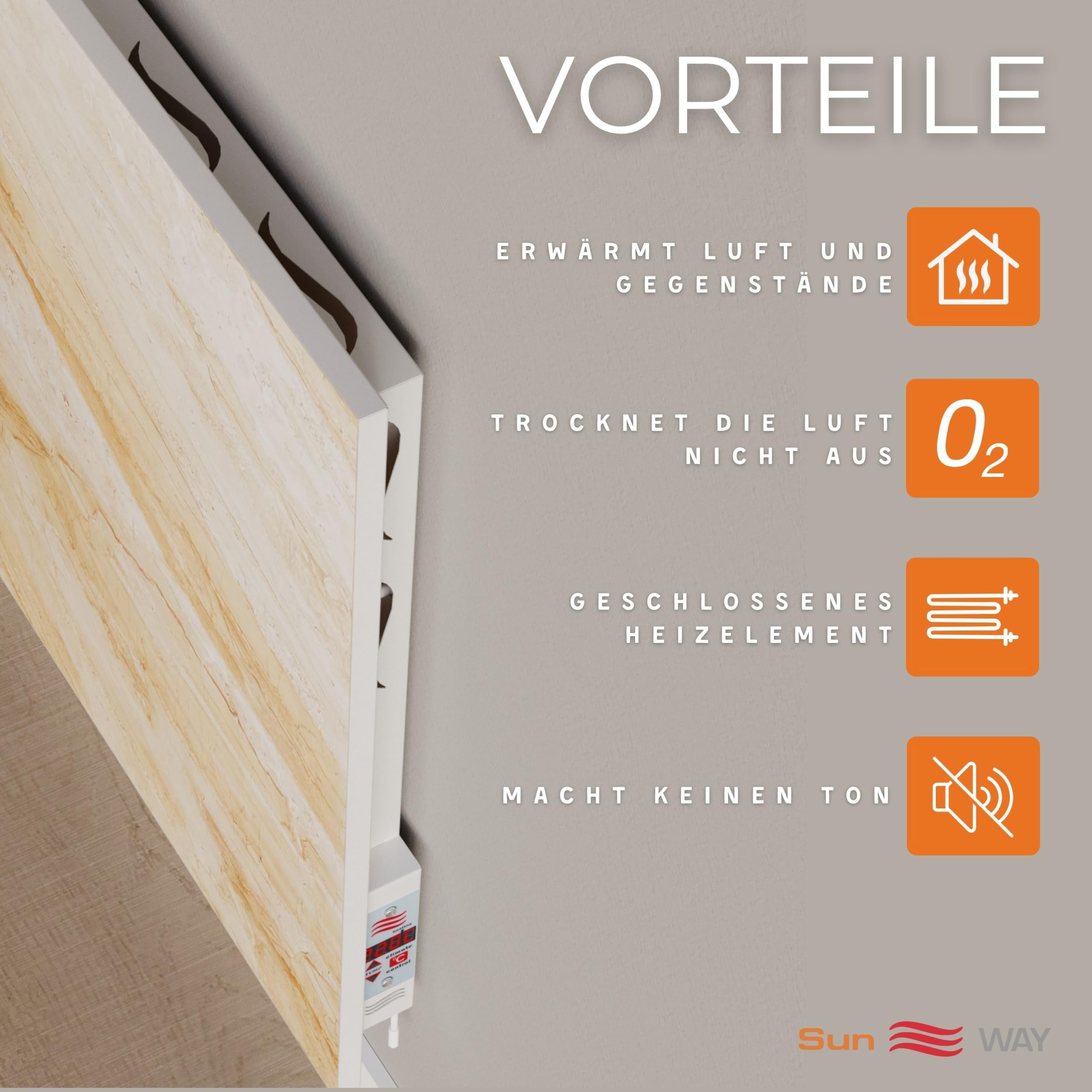 Ceramiczny grzejnik. Konwektor podczerwieni. Sun WAY TCH-RA 750 watt | Ogrzewanie do 15 m² | Z wbudowanym programatorem