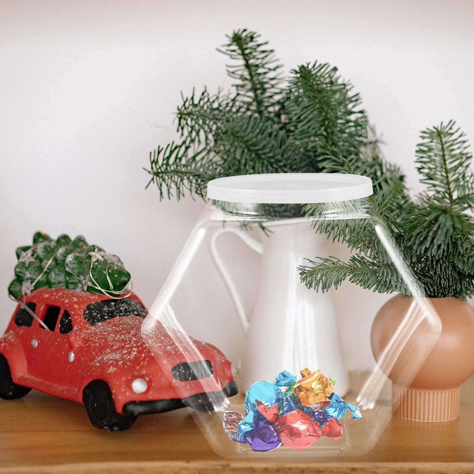 Set 2 Barattoli Esagonali Coperchio Ermetico in Plastica da 3800ml per Conservare Biscotti e Noci, Contenitori per Snack e Alimentari in Casa