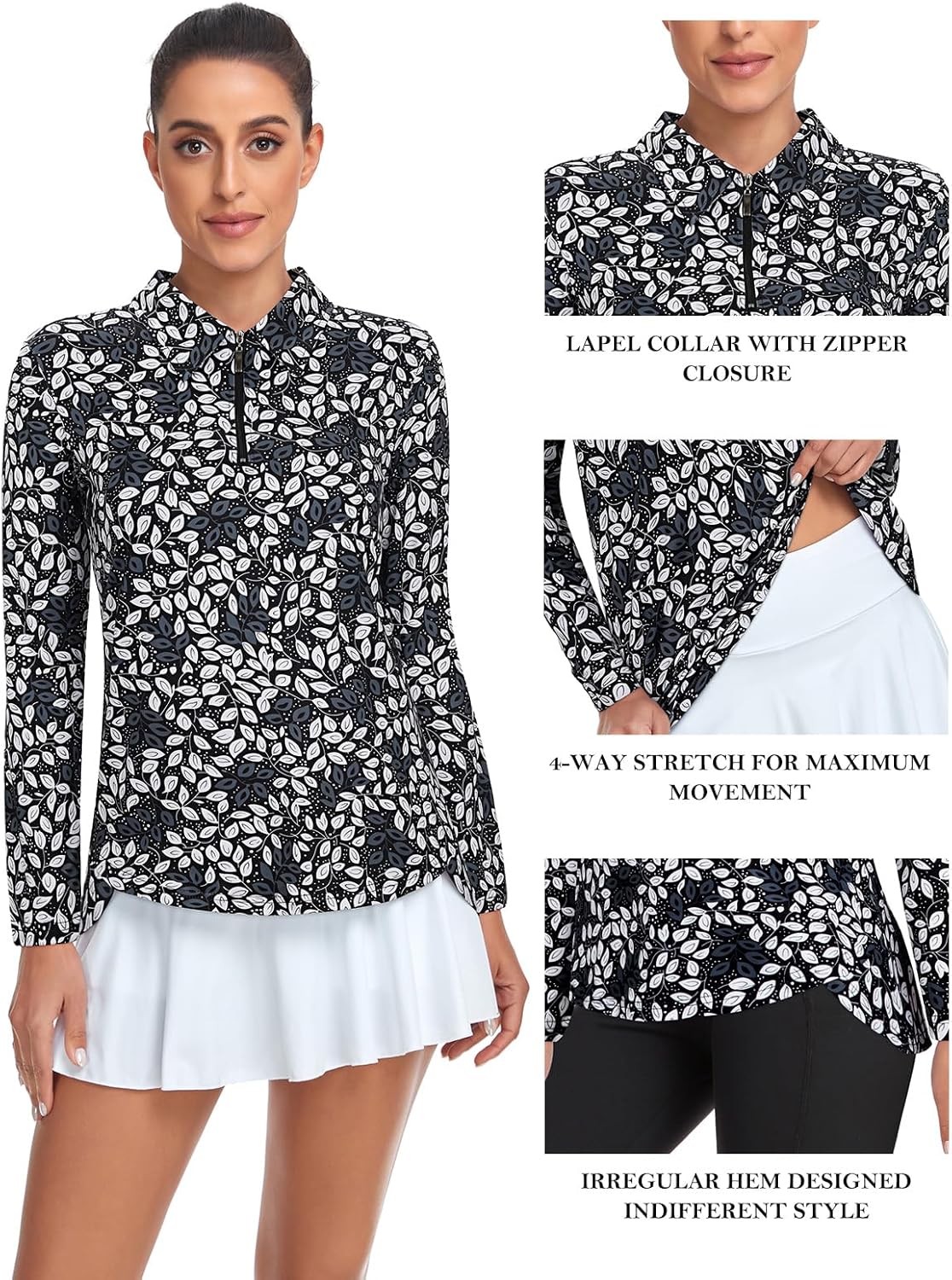 Tanst Sky Women's Golf Shirt UPF 50+ Long Sleeve Quarter Zip Pullover Athletic Hiking Workout Tops - Image 4