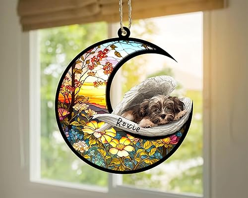 Miniatura 115 de Chow Chow Dog Memorial Suncatcher, adorno de Navidad Chow Chow con nombre, atrapador de pérdida de mascotas, regalos para los amantes de los perros