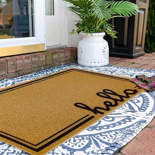 Miniatura 5 de Felpudo antideslizante de bienvenida para puerta delantera, diseño de borde de tira para exteriores, tapetes de entrada, decoración de entrada de