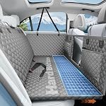 Dog Car Seat Cover for Back Seat with Hard Bottom,Waterproof Back Seat Extender for Dogs,Dog Hammock Dogs Bed for Cars, SUVs,Pet Seat Cover for Back Seat Holds 400lbs with Mesh Window & Pocket